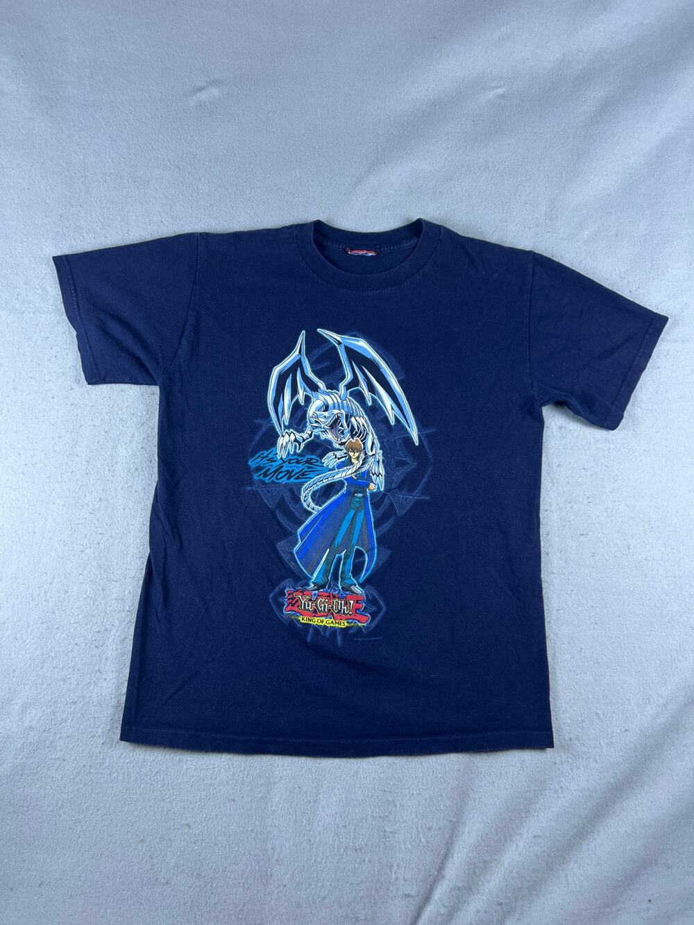 Yu-Gi-Oh! T Shirt Youth L Blue Seto Kaiba Blue Eyes White Dragon Vintage Y2K